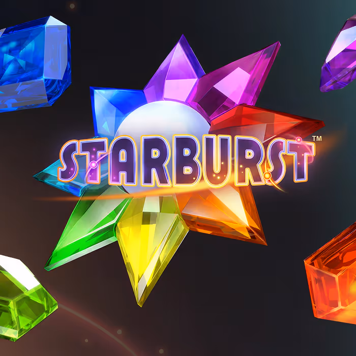 Starburst slot game featuring colorful gems and expanding wilds in NetEnt's classic space-themed casino game